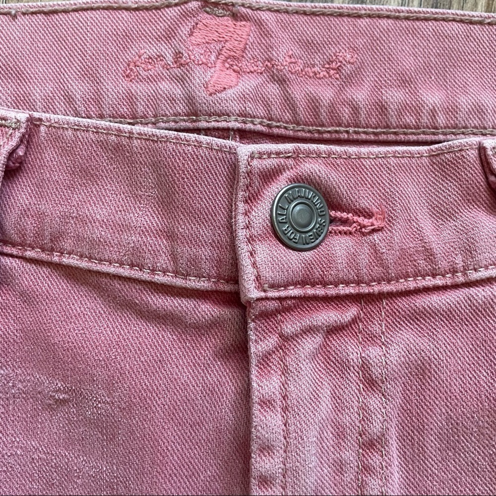 7 for All Mankind Faded Distressed Frayed Hem Jean Shorts - Picture 5 of 8